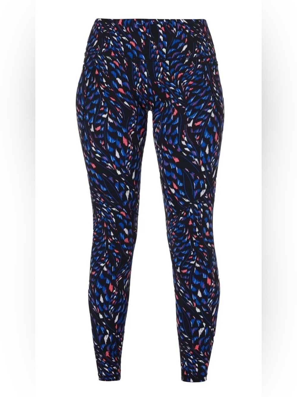 Sweaty Betty Power 7/8 Leggings S US 6 Black Blue Pink Abstract Print 3 Pockets